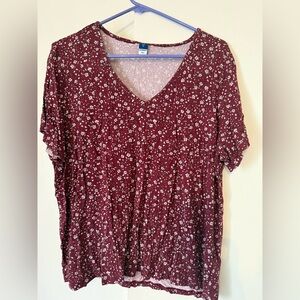 Old Navy Burgundy Floral Blouse